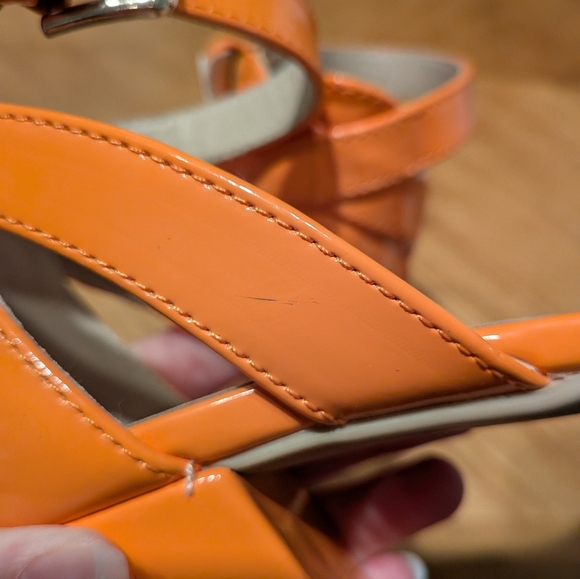 Orange Block Heel Sandals - Picture 13 of 16